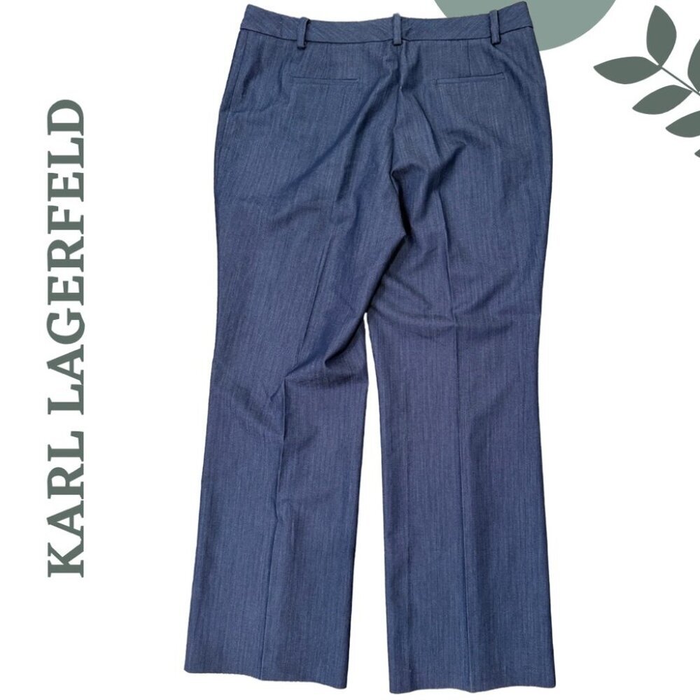 Karl Lagerfeld Paris Wide-Leg Dress Pants – Blue Chambray, Size 16 - Picture 2 of 6